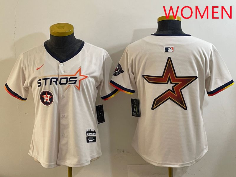 Women Houston Astros Blank Cream Three generations Joint Name 2025 Nike MLB Jersey style 41014->women mlb jersey->Women Jersey